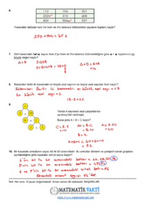 2023 - 2024 6.Sınıf Matematik 1.Dönem 1.Yazılı Soruları