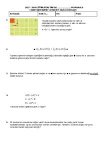 2023 – 2024 7.Sınıf Matematik 1.Dönem 1.Yazılı Soruları