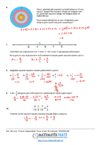 2023 – 2024 7.Sınıf Matematik 1.Dönem 1.Yazılı Soruları