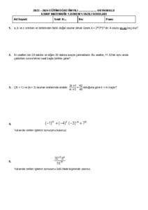 2023 – 2024 8.Sınıf Matematik 1.Dönem 1.Yazılı Soruları