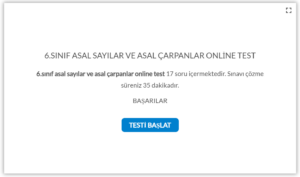 6.Sınıf Asal Sayılar ve Asal Çarpanlar Online Test