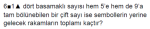 6.Sınıf Matematik 1.Dönem 1.Yazılı Soruları Online Çöz
