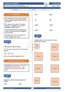 8.Sınıf Kareköklü İfadeler Çalışma Kağıdı