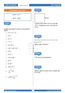 8.Sınıf Üslü İfadelerle İşlemler Çalışma Kağıdı