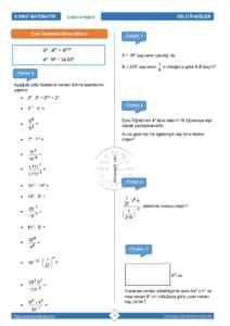 8.Sınıf Üslü İfadelerle İşlemler Çalışma Kağıdı