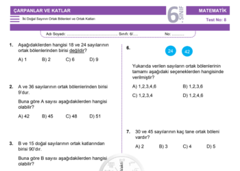 6.Sınıf Ortak Bölen Ortak Kat Testi