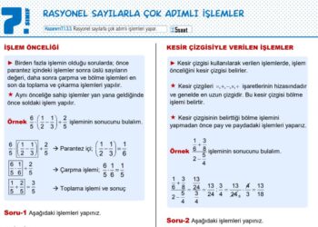 7.Sınıf Rasyonel Sayılarla Çok Adımlı İşlemler Çalışma Kağıdı