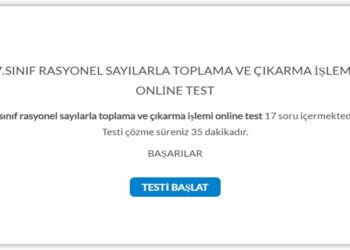 7.Sınıf Rasyonel Sayılarla Toplama ve Çıkarma İşlemi Online Test