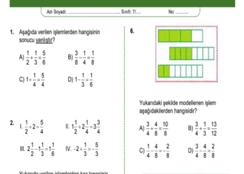 7.Sınıf Rasyonel Sayılarla Toplama ve Çıkarma İşlemi Testi