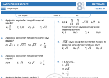 8.Sınıf Gerçek Sayılar Testi