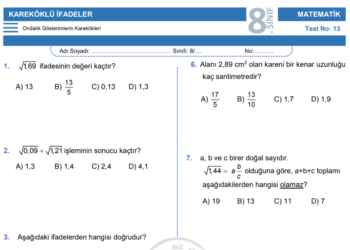 8.Sınıf Ondalık Gösterimlerin Karekökleri Testi