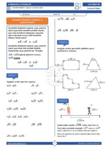 8.Sınıf Kareköklü İfadelerle Toplama ve Çıkarma Çalışma Kağıdı
