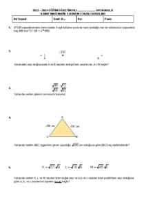 2023 - 2024 8.Sınıf Matematik 1.Dönem 2.Yazılı Soruları