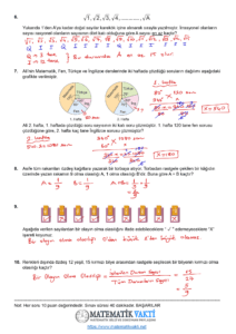 2023 - 2024 8.Sınıf Matematik 1.Dönem 2.Yazılı Soruları