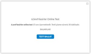 6.Sınıf Kesirler Online Test