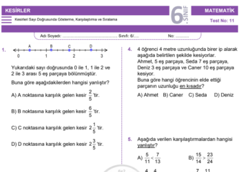 6.Sınıf Kesirler Testi