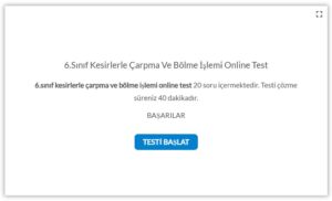 6.Sınıf Kesirlerle Çarpma ve Bölme İşlemi Online Test