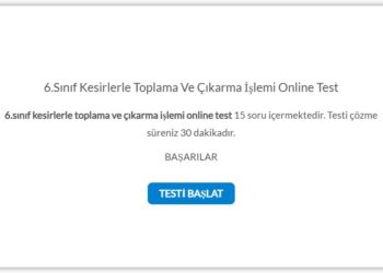 6.Sınıf Kesirlerle Toplama ve Çıkarma İşlemi Online Test