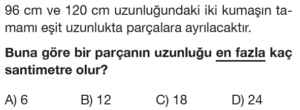 6.Sınıf Matematik 1.Dönem 2.Yazılı Online Sınav