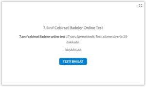 7.Sınıf Cebirsel İfadeler Online Test