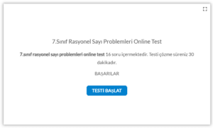 7.Sınıf Rasyonel Sayı Problemleri Online Test