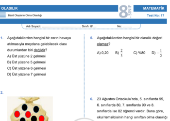 8.Sınıf Basit Olayların Olma Olasılığı Testi