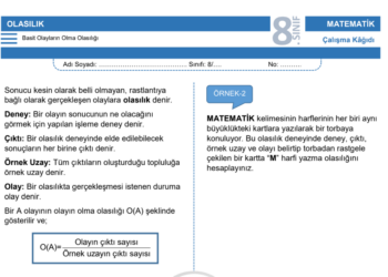 8.Sınıf Olasılık Çalışma Kağıdı