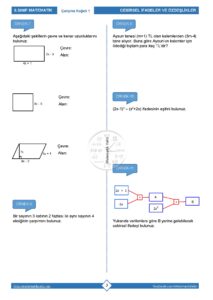 8.Sınıf Cebirsel İfadeler Çalışma Kağıdı
