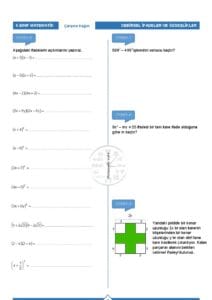 8.Sınıf Özdeşlikler Çalışma Kağıdı