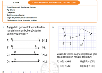 5.Sınıf Matematik 1.Dönem Genel Tekrar Testi