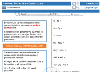 8.Sınıf Çarpanlara Ayırma Çalışma Kağıdı