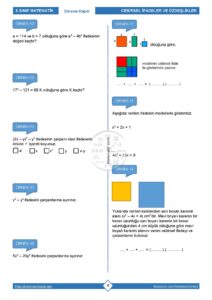 8.Sınıf Çarpanlara Ayırma Çalışma Kağıdı