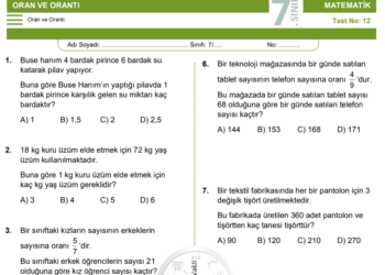 7.Sınıf Oran ve Orantı Testi