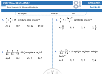 8.Sınıf Rasyonel Denklemler Testi