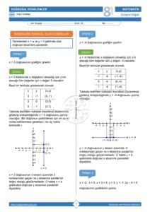 8.Sınıf Doğrusal Denklemler ve Grafikleri Çalışma Kağıdı