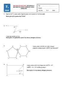 2024 - 2025 7.Sınıf Matematik 2.Dönem 2.Yazılı Soruları