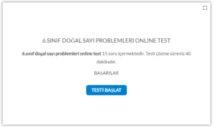 6.Sınıf Doğal Sayı Problemleri Online Test