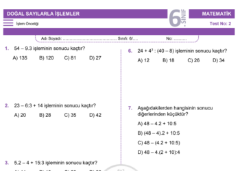 6.Sınıf İşlem Önceliği Testi