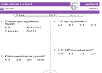 6.Sınıf Üslü İfadeler Testi