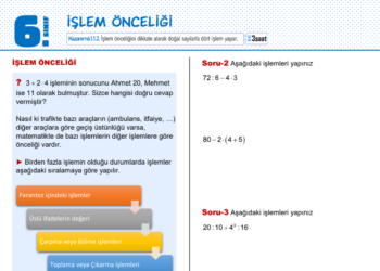 6.Sınıf İşlem Önceliği Çalışma Kağıdı