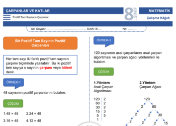 8.Sınıf Çarpanlar ve Katlar Çalışma Kağıdı