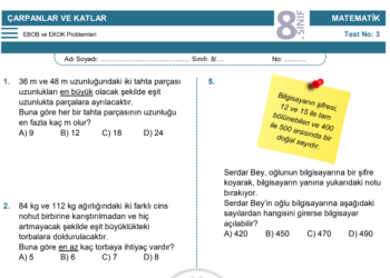 8.Sınıf EBOB - EKOK Problemleri Testi