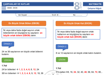 8.Sınıf EBOB - EKOK Çalışma Kağıdı