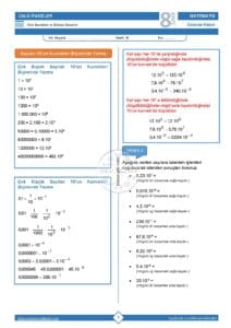 8.Sınıf 10'un Kuvvetleri ve Bilimsel Gösterim Çalışma Kağıdı