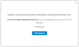 8.Sınıf 10'un Kuvvetleri ve Bilimsel Gösterim Online Test