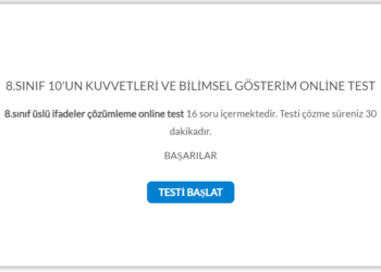 8.Sınıf 10’un Kuvvetleri ve Bilimsel Gösterim Online Test
