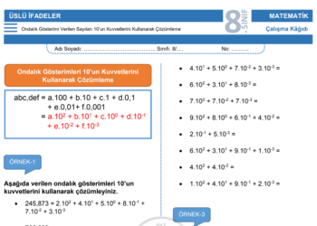 8.Sınıf Üslü İfadeler Çözümleme Çalışma Kağıdı