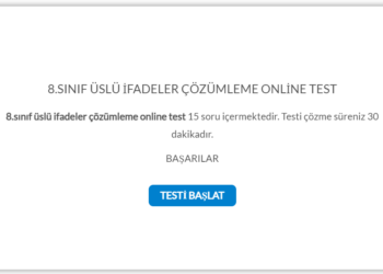 8.Sınıf Üslü İfadeler Çözümleme Online Test