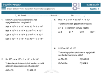 8.Sınıf Üslü İfadeler Çözümleme Testi