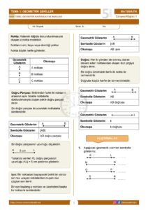 5.Sınıf Temel Geometrik Kavramlar ve İnşalar Çalışma Kağıdı